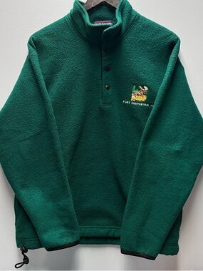 Green Snap‑Placket Fleece Pullover